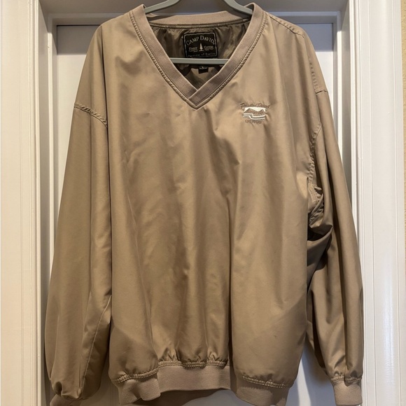 CAMP DAVID FINEST CLOTHING MENS TAN PULL OVER LIGHT WEIGHT JACKET LARGE LOGO - Picture 2 of 16